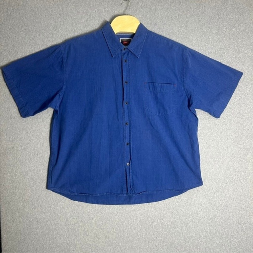 Wrangler HERO Men's 2XL Blue Button Up‎ Short Sleeve Casual Shirt